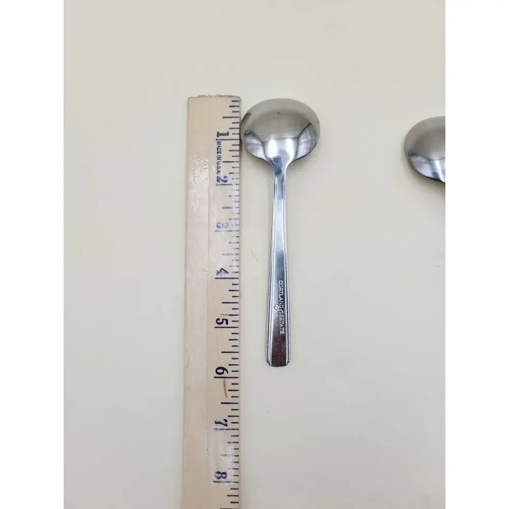 Cortland Estate Stainless Steel Round Bowl Soup Spoons Set of 5 Ribbed Handle